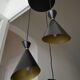 Vintage large chandelier with 3 tulips in black and gold Diabolo.