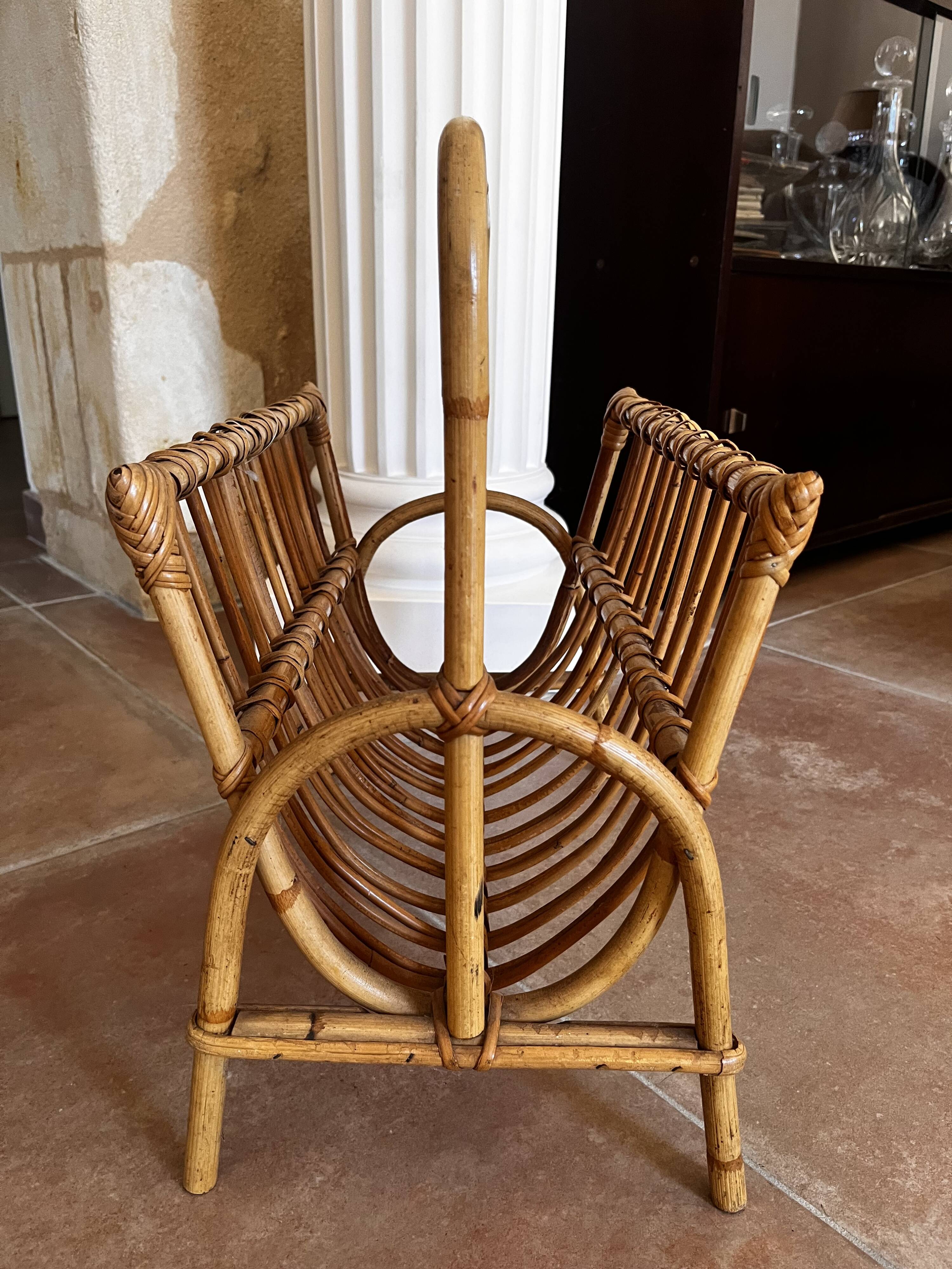 Rattan magazine rack