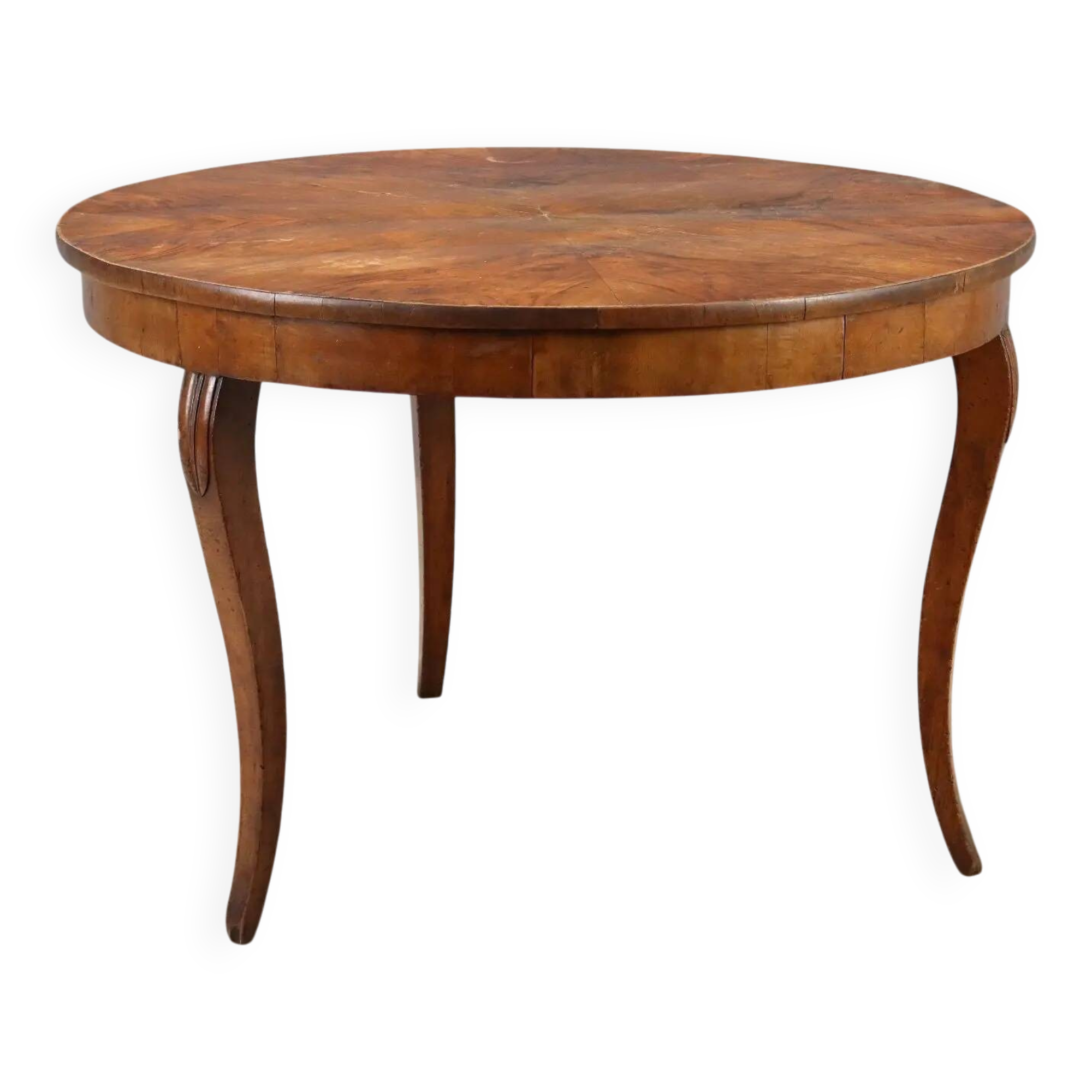 Table ronde élégante avec tiroir et pieds galbés