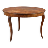 Table ronde élégante avec tiroir et pieds galbés