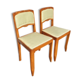 Paire chaises Art Déco tissu vert pomme