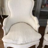 Pair of shepherdesses chalk linen fabric