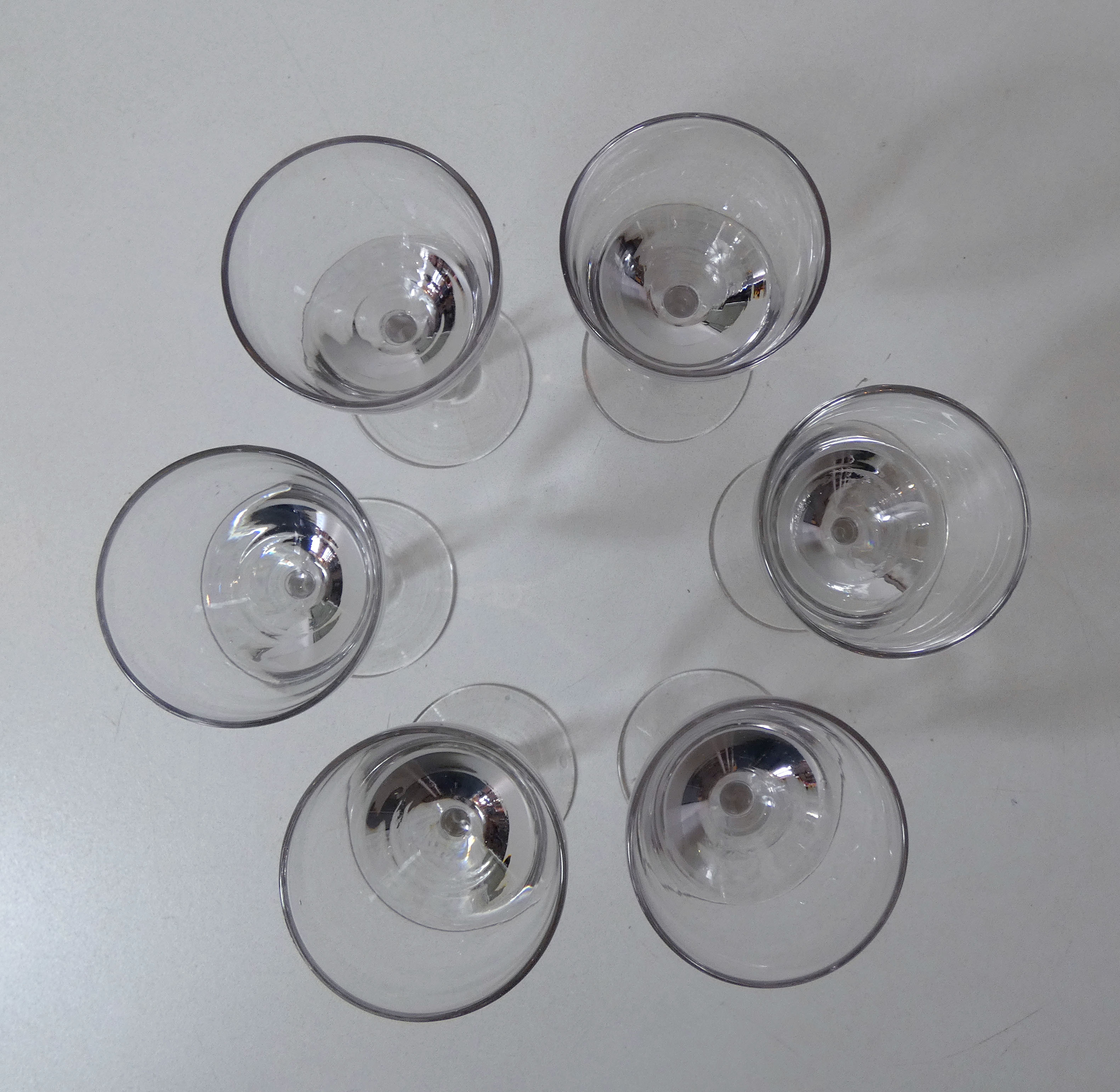 6 old glasses blown bistro vintage thick bottom