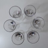 6 old glasses blown bistro vintage thick bottom