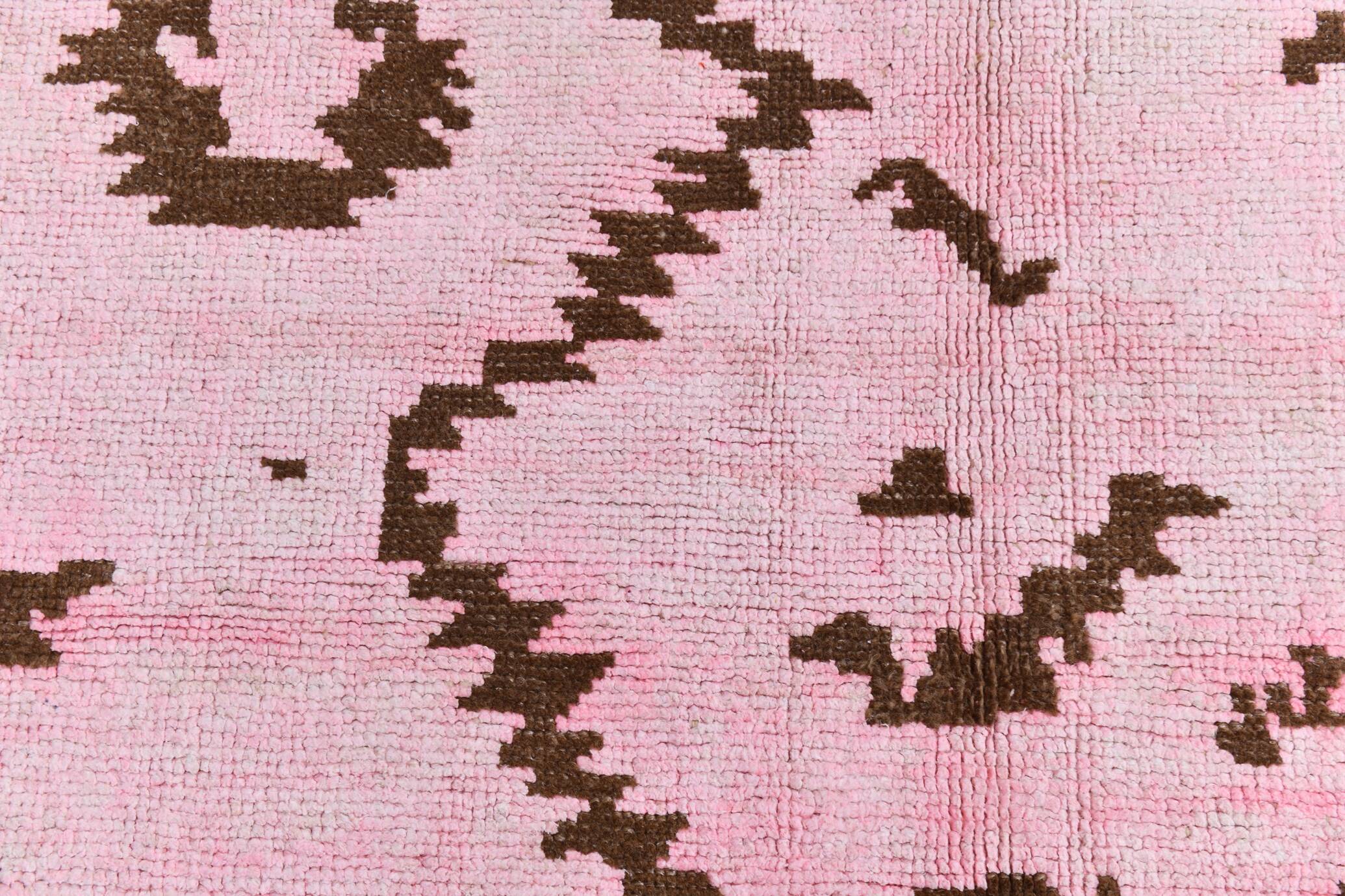 7x10 Pink Brown Modern Kilim Rug, 208x300Cm