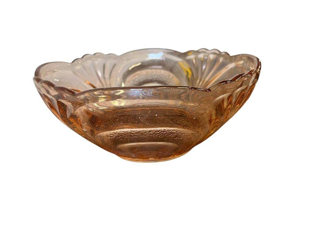 Vase art déco vintage en verre rose saumon