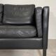 Vintage danish black leather 3 person stouby sofa