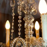 Lustre à pampilles 5 feux en cristal de Tchécoslovaquie