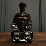 Black ceramic sphinx or pharaoh lamp 1980 brown lampshade