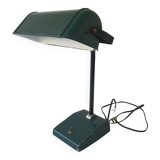 Old Vintage Functional Art Deco Green Enameled Industrial Desk Lamp