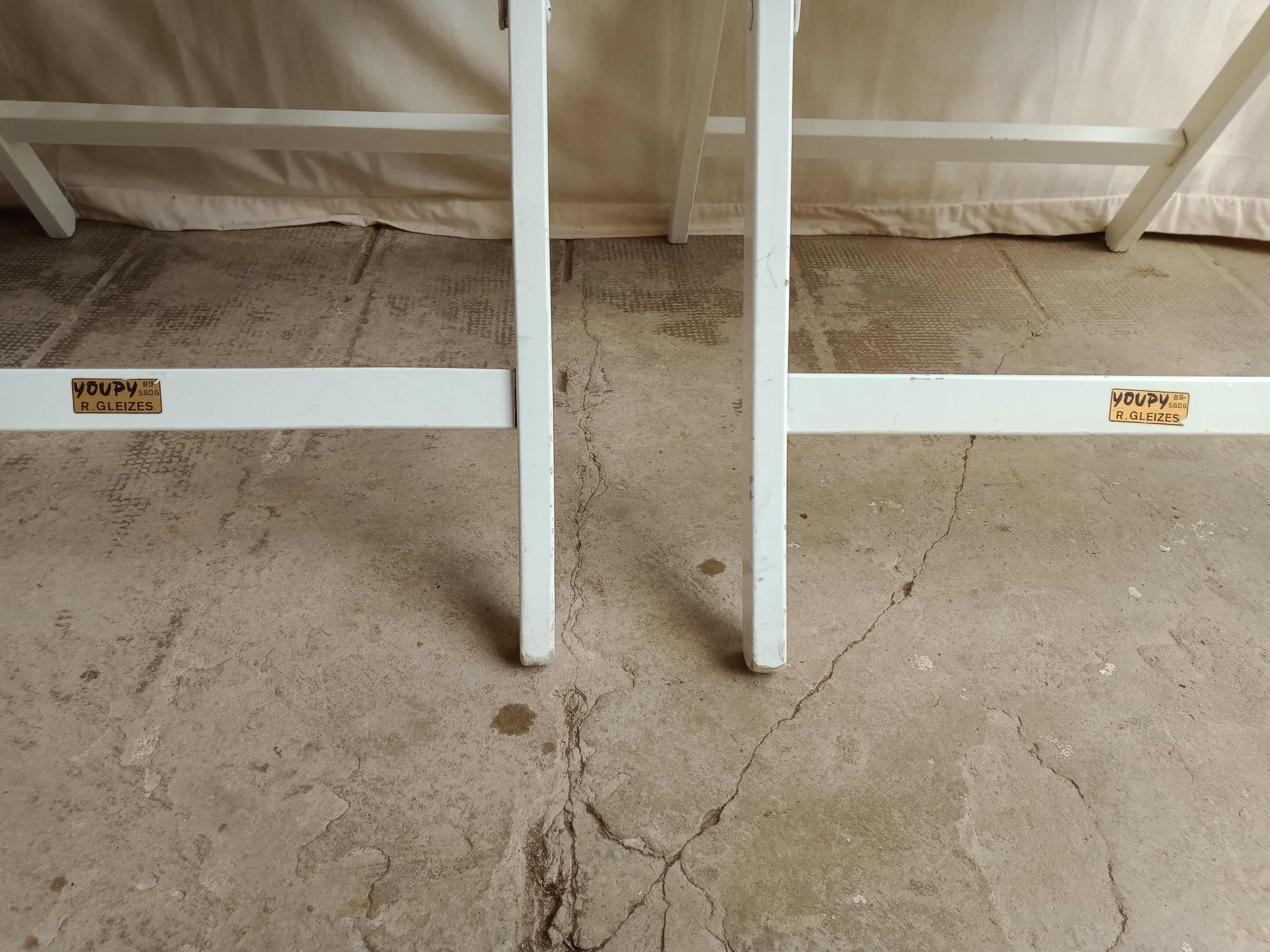 Vintage garden furniture R Gleizes in white painted wood