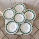Set of 6 green hollow plates Digoin Sarreguemines 30s
