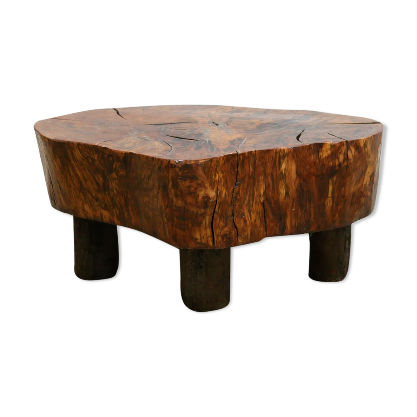 Vintage brutalist coffee table in solid wood