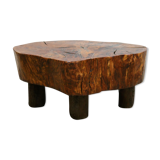 Vintage brutalist coffee table in solid wood