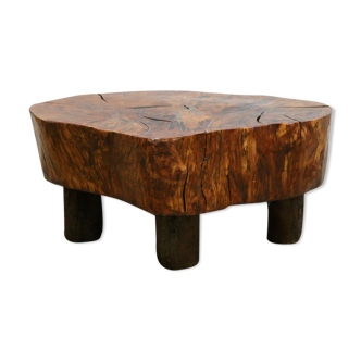 Vintage brutalist coffee table in solid wood