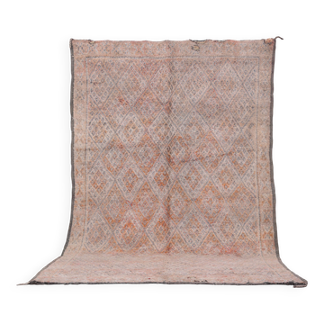Pale Vintage Moroccan Rug 197 x 306 cm, Berber Wool Rug, Handmade Rug Boho