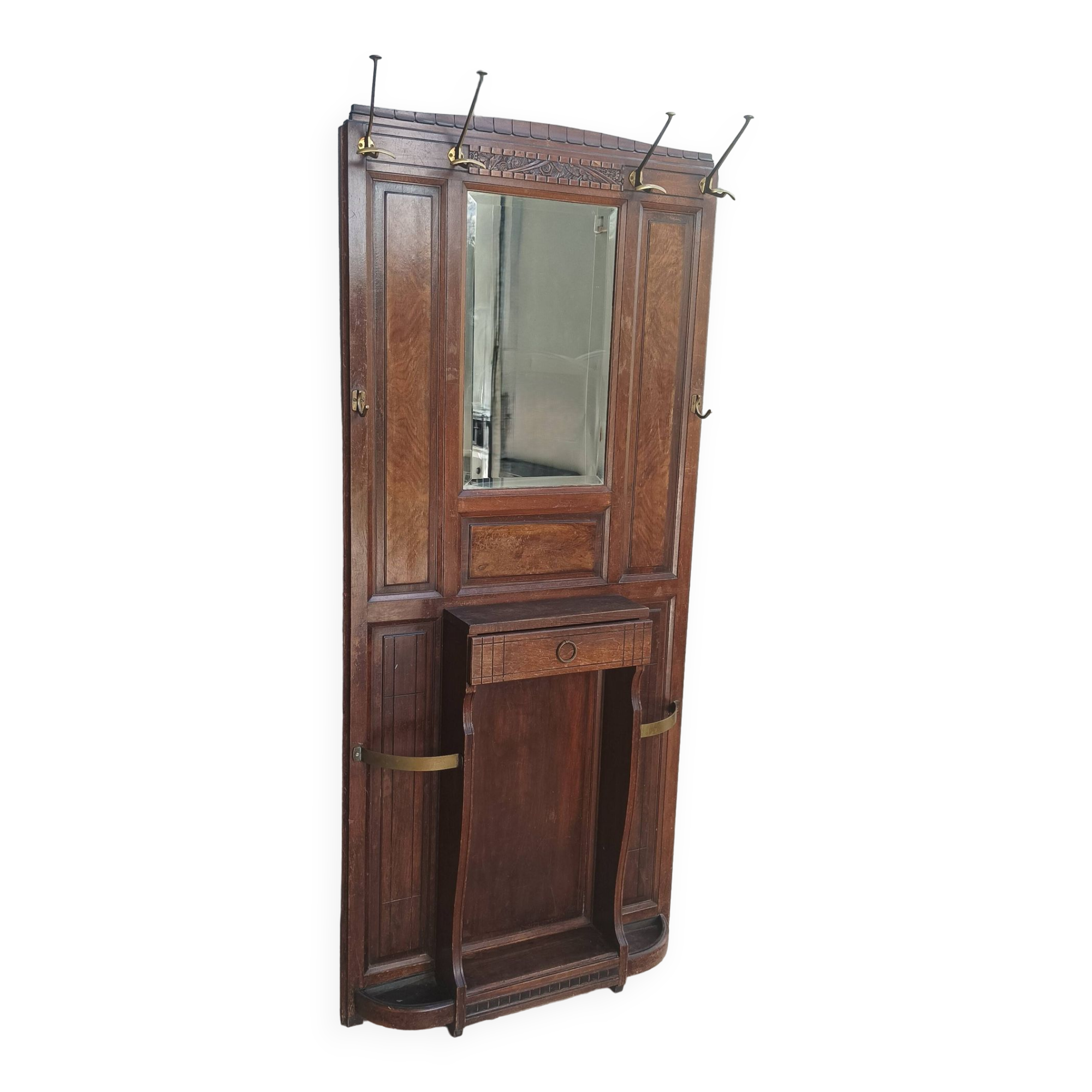 Art Deco coat rack in oak