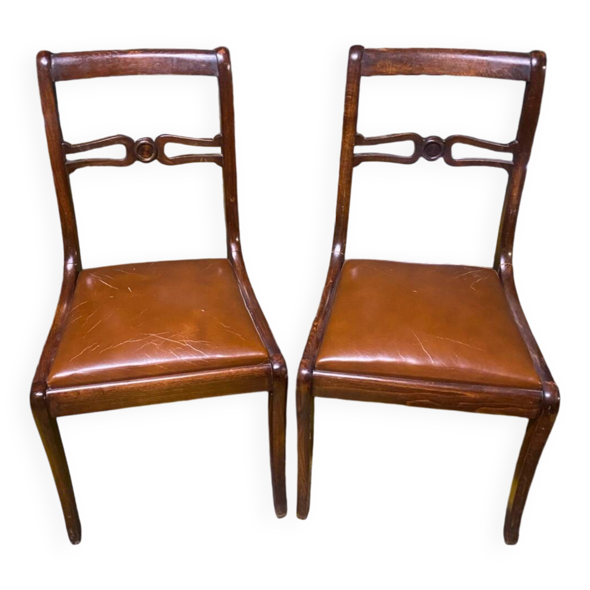 Set of 3 Regency faux leather chairs