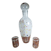 Carafe en verre de Murano avec deux verres – Millefiori multicolore soufflé à la main