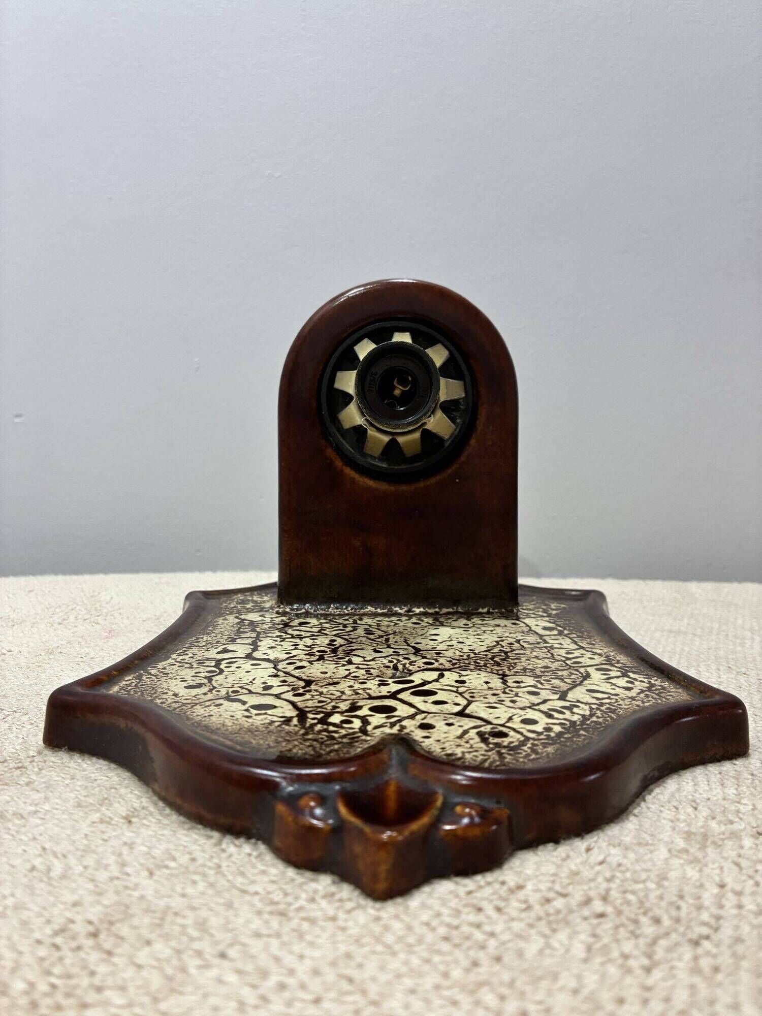 PAN Keramik ceramic wall or ceiling lamp, brown lava glaze, 1970s