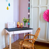Pink and slate desk