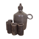 Old liquor service in sandstone, carafe and 5 glasses