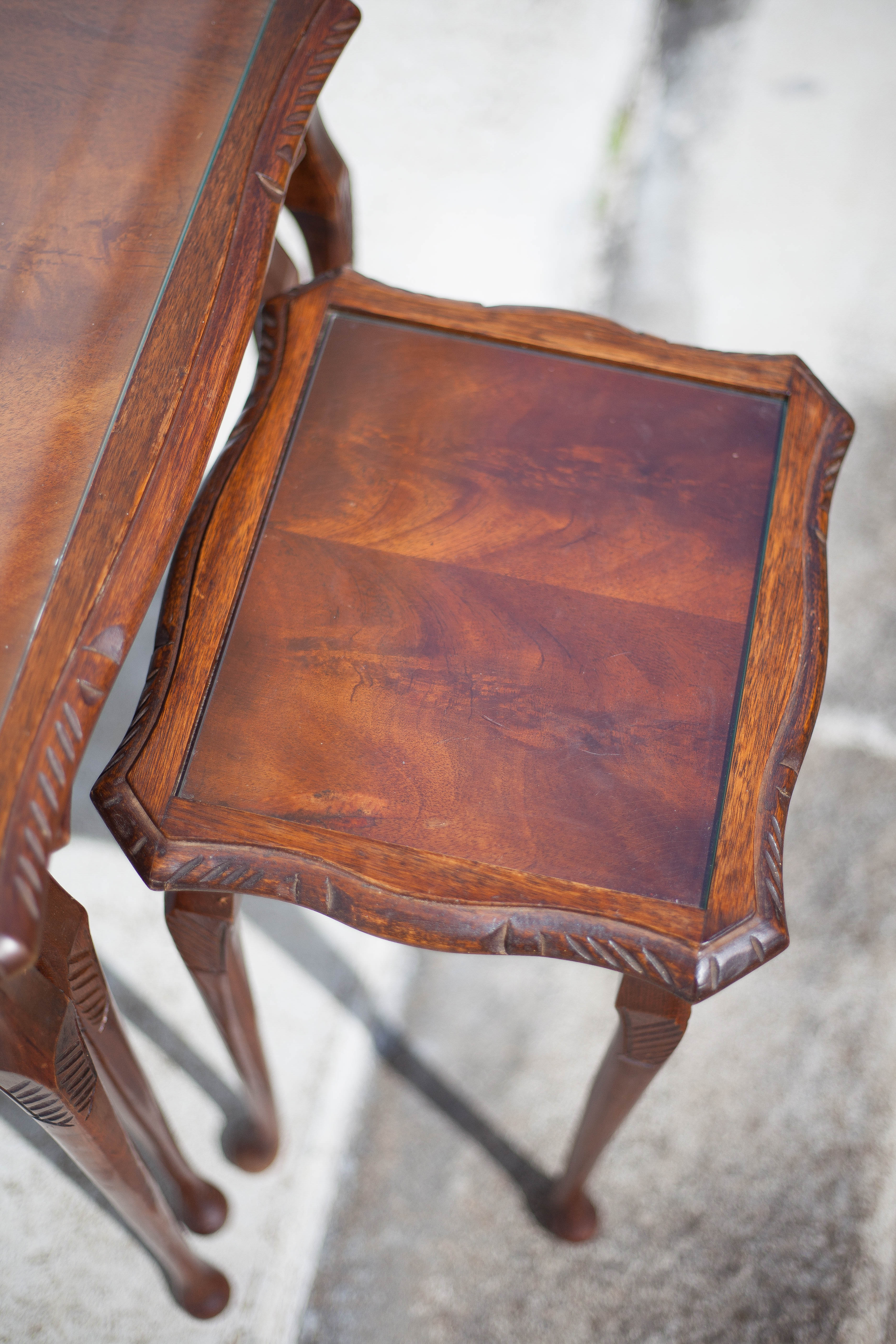 Queen Anne wood style nesting tables