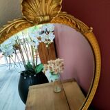 Large round gold metal mirror