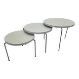 Vintage set of three round side tables nesting tables from the 70s design