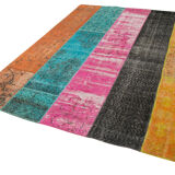 Tapis de patchwork turc surteint fait à la main 206 cm x 267 cm multicolor patchwork