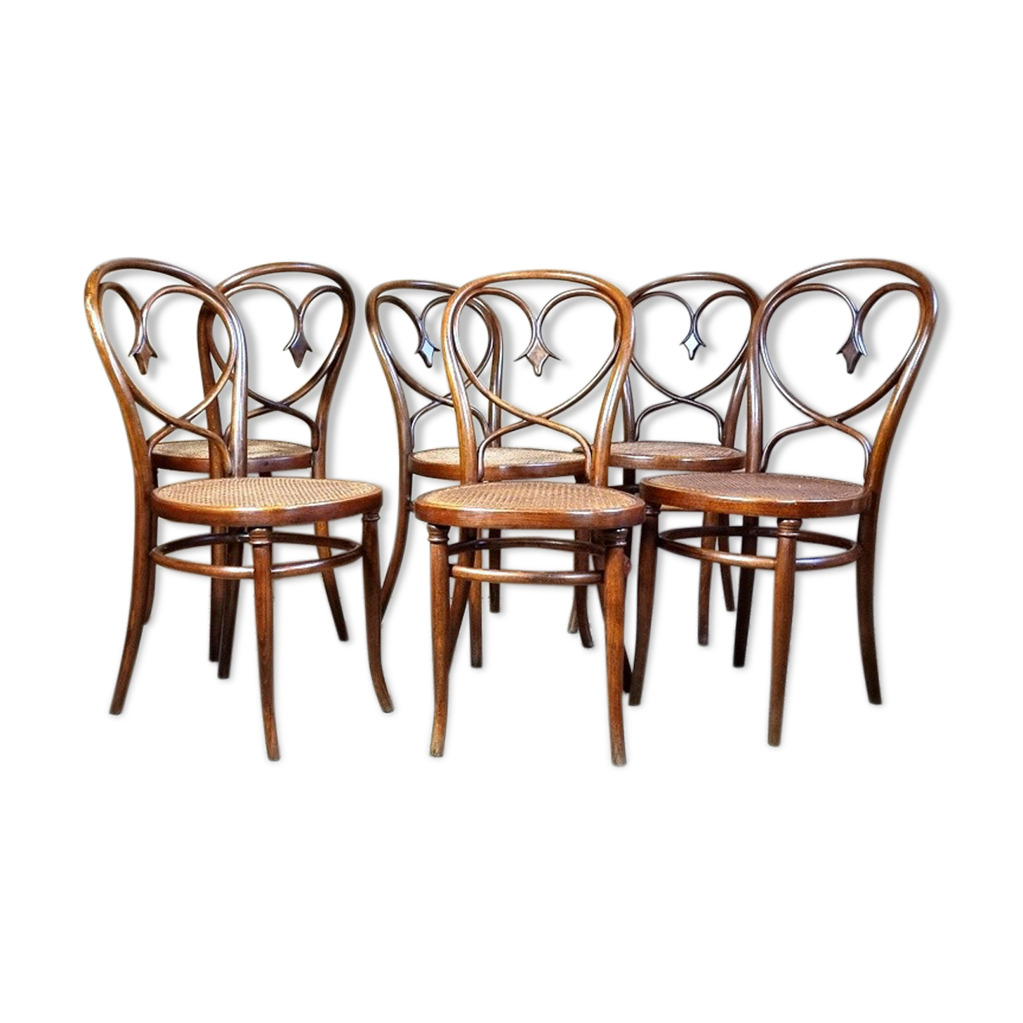 6 art nouveau chairs Fischel N°39 around 1900