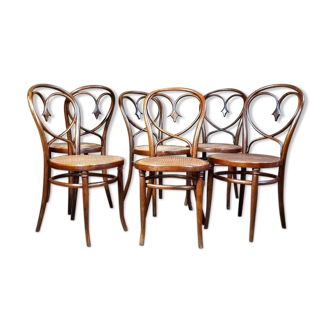 6 art nouveau chairs Fischel N°39 around 1900