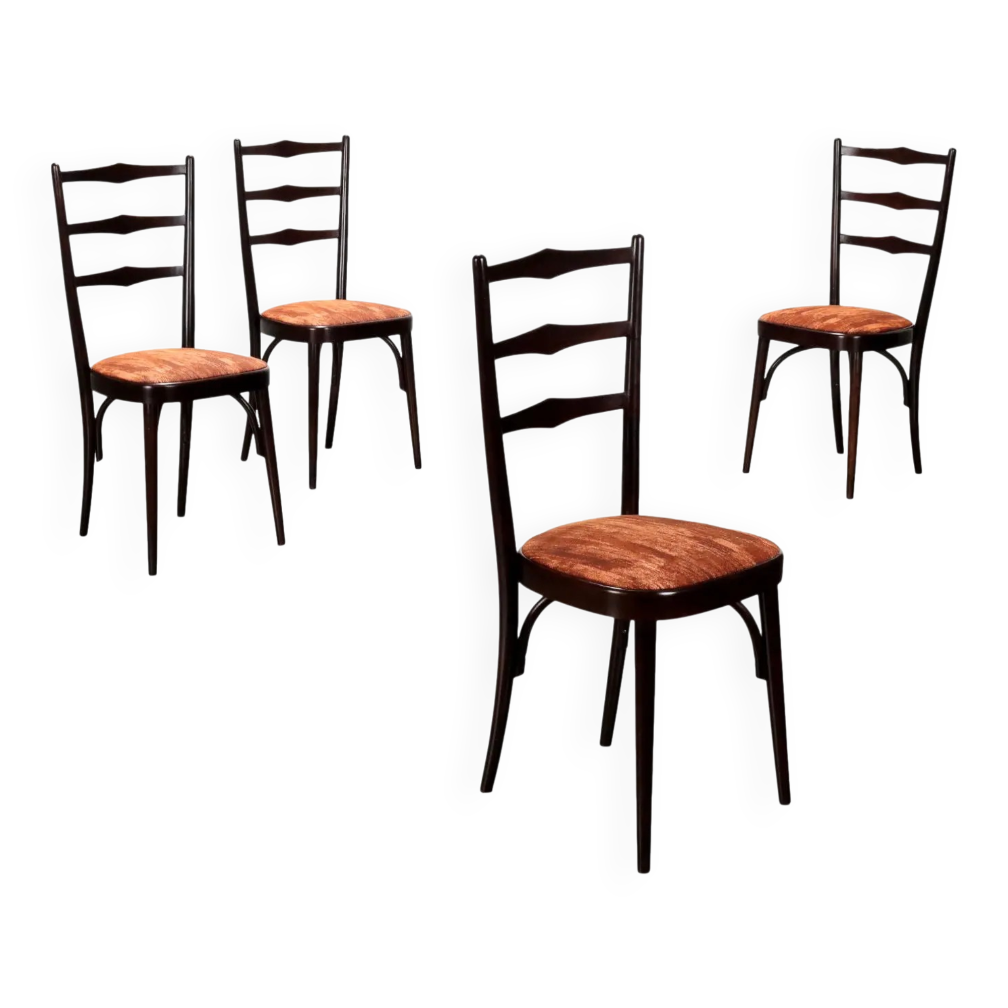 Chaises vintage en bois peint et tissu, design, Italie, années 1960