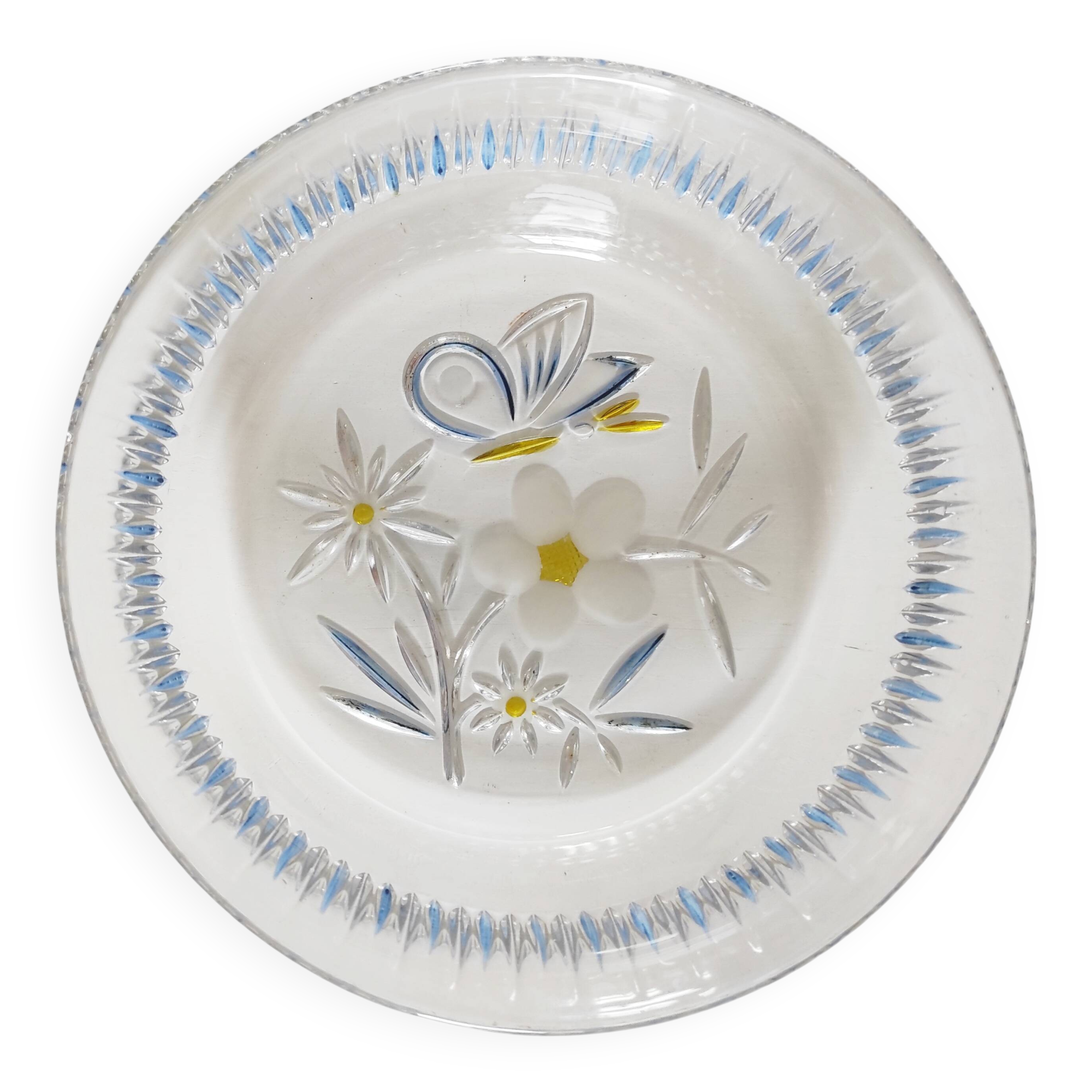 Walther glass butterfly and flower glass bowl