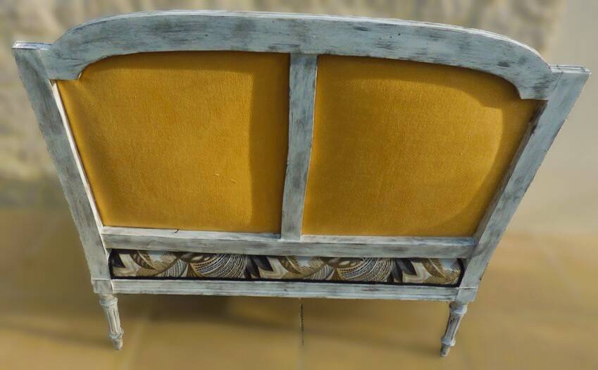 Louis XVI style bench sofa with upholstery and beech wood - Completely revamped