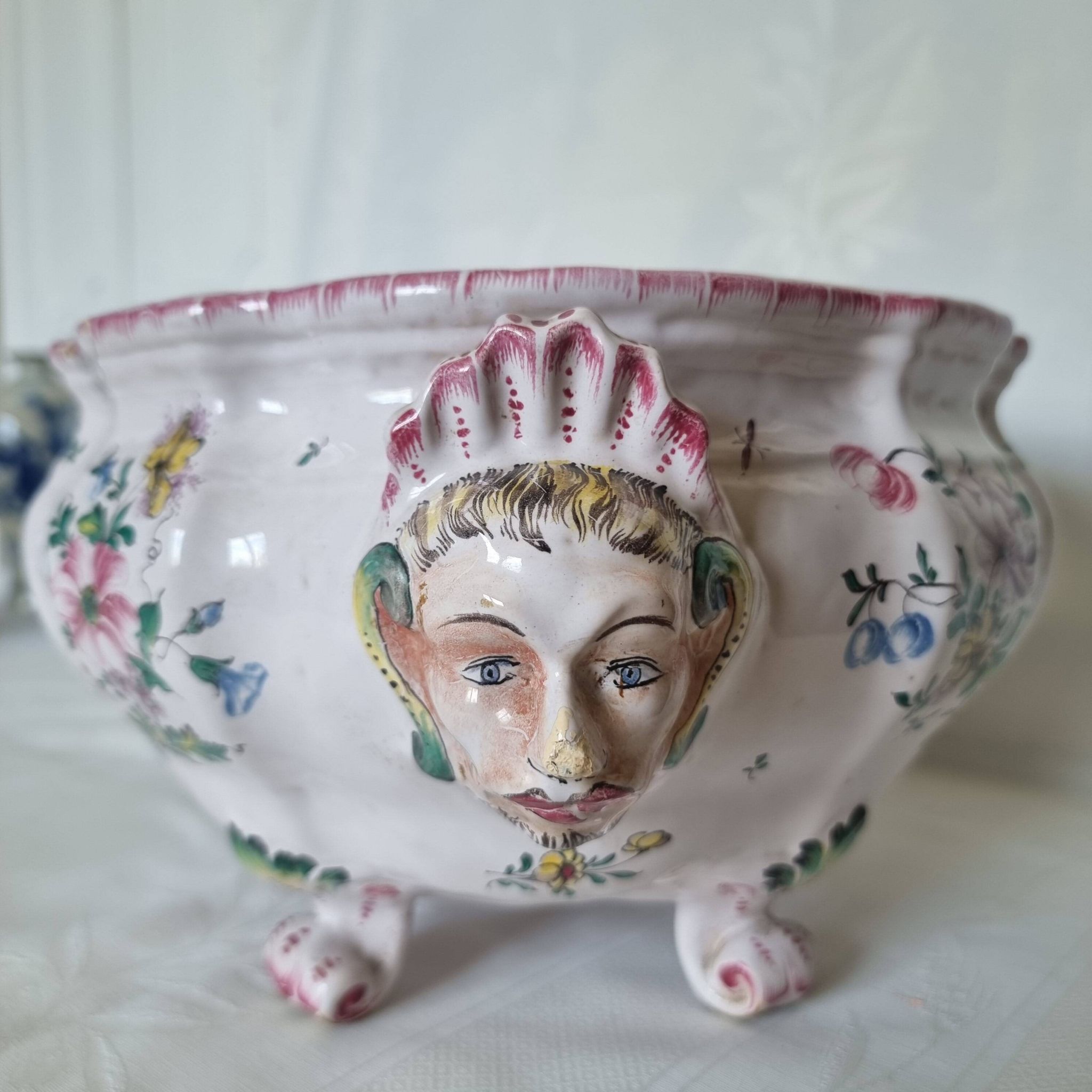 Antique 18th century Marseille earthenware planter by Veuve Perr