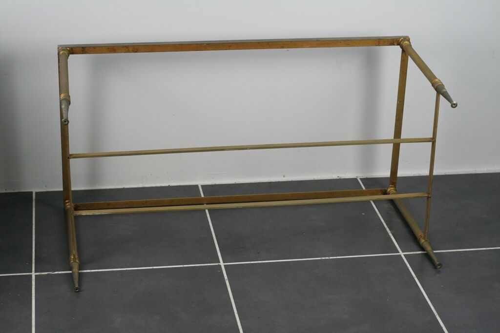 Green marble coffee table and vintage brass gold metal 60