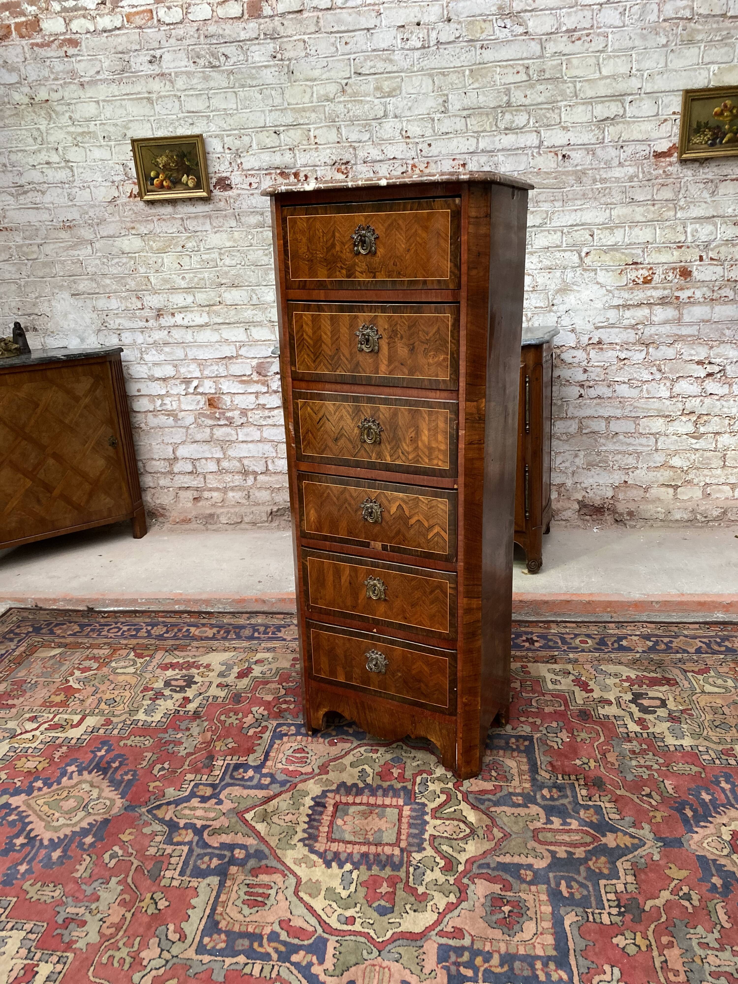 Lady's secretary in marquetry stamped