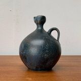 Vintage German brutalist studio pottery vase carafe by Gerhard Liebenthron, 1980.
