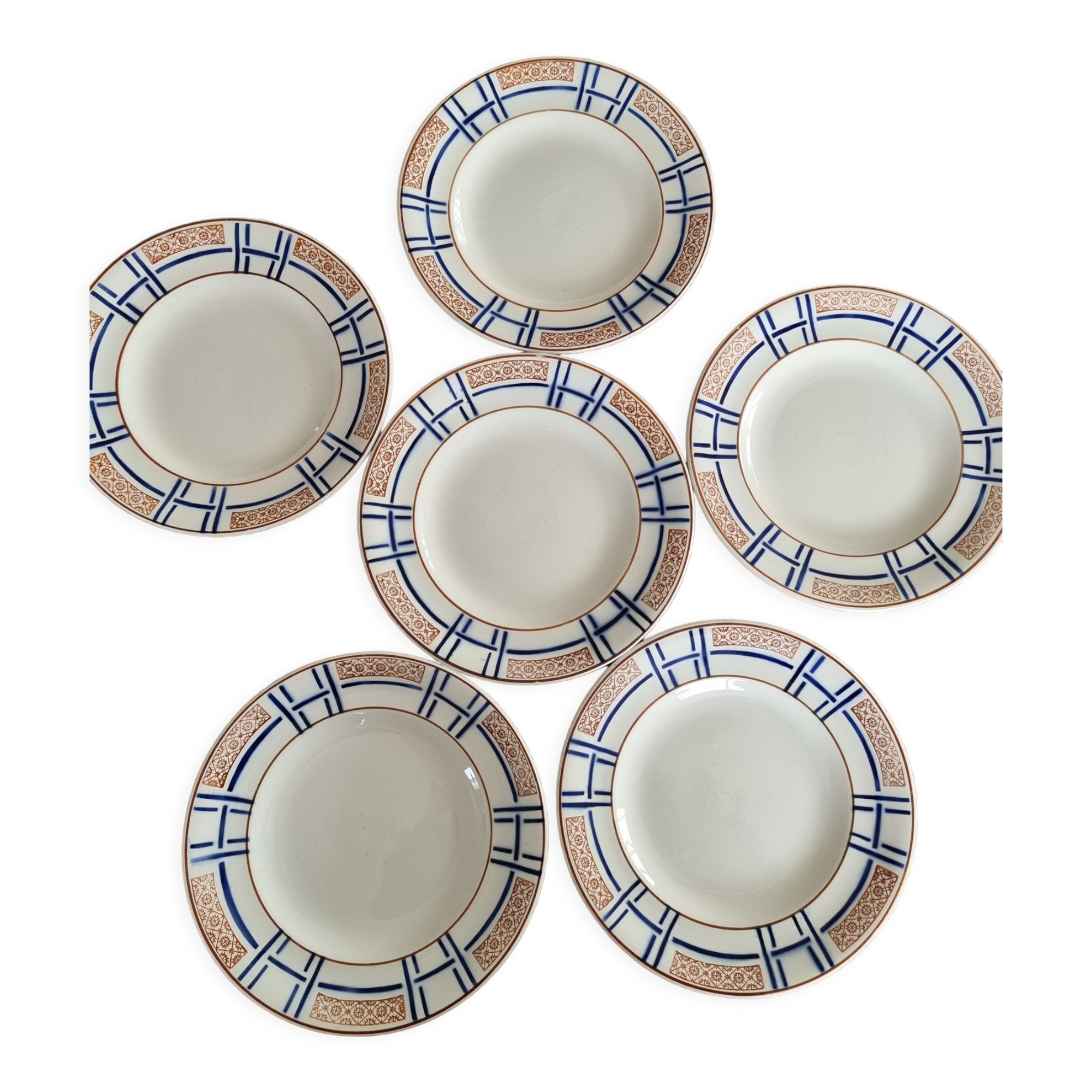 Set of 6 vintage longwy plates