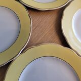 6 assiettes plates Lunéville Jonquille jaune et doré vintage