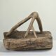 Vintage brutalist olive wood basket