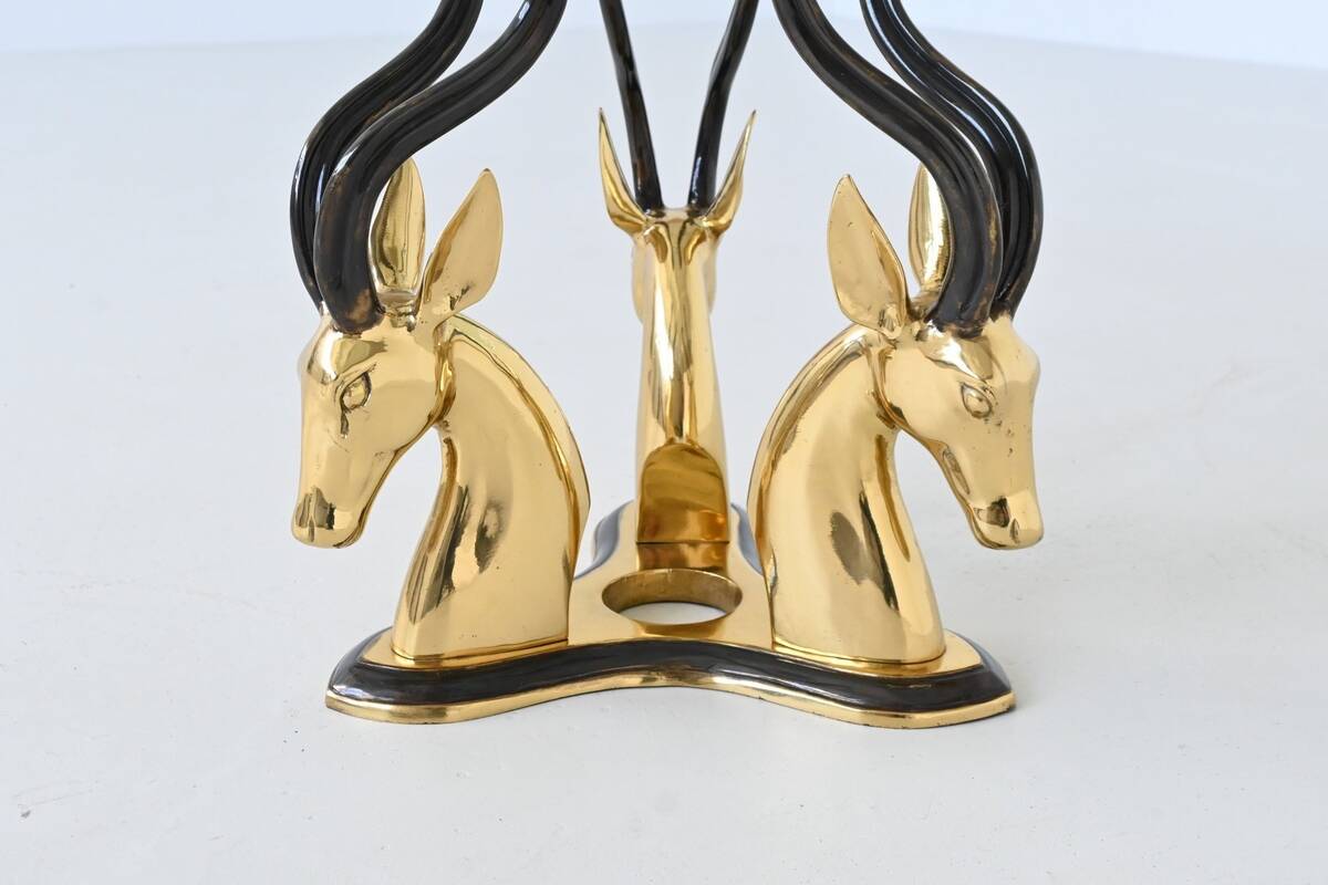 Hollywood Regency style coffee table brass antelope France 1970