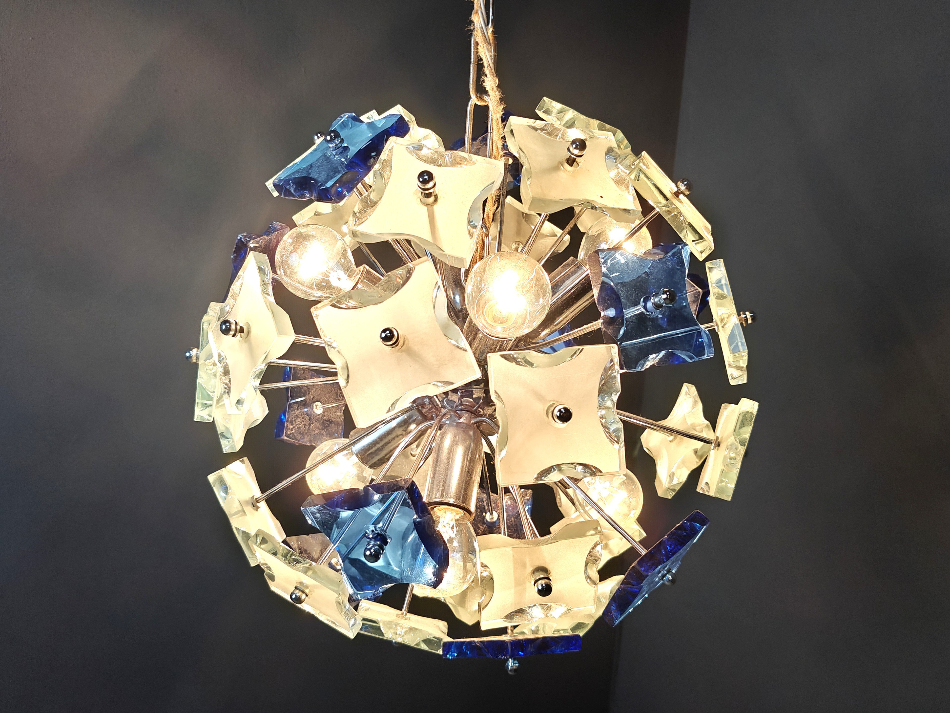 Hammered glass chandelier, 1970s