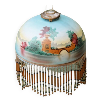 Opaline lampshade, antique landscape