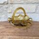 Small amber yellow glass pocket basket Portieux France