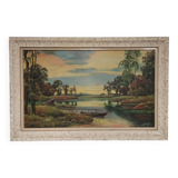 Framed canvas painting