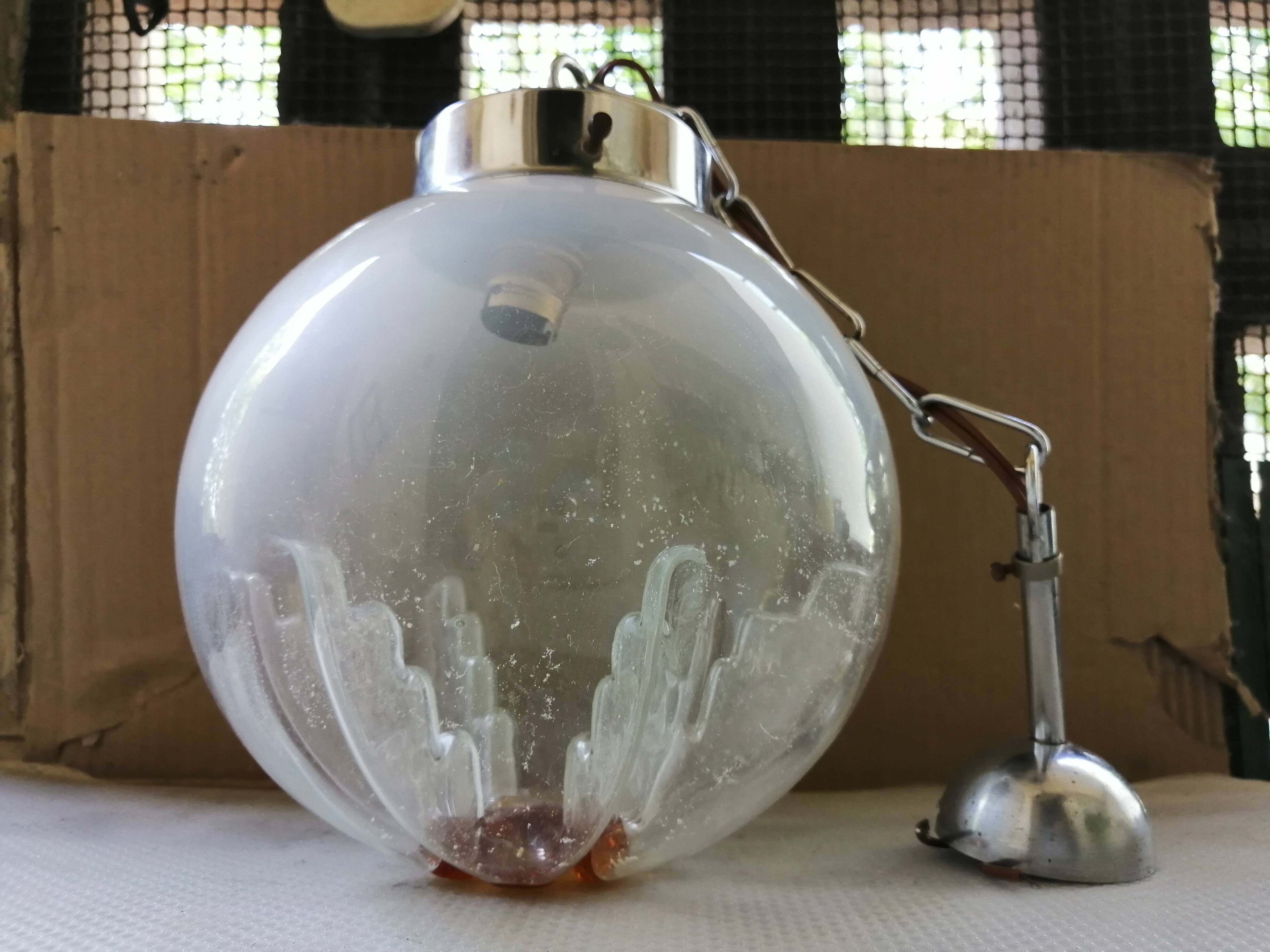 Suspension globe verre Mazzega Murano 70'