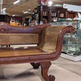 Large colonial caned bench