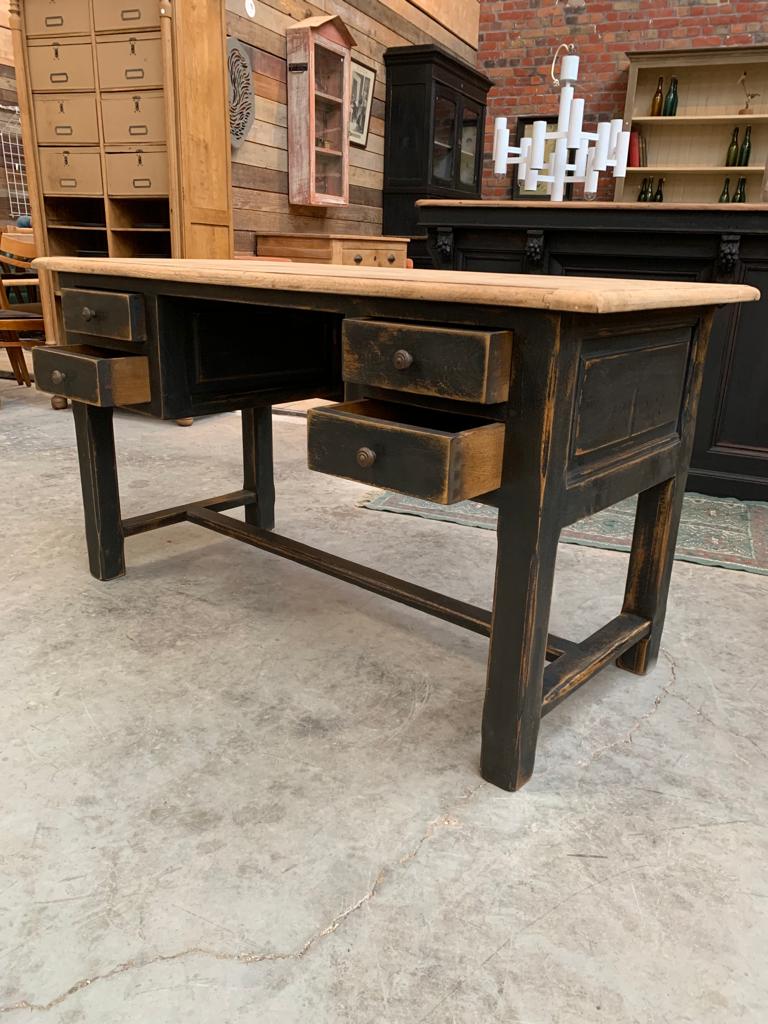 Black patina oak desk